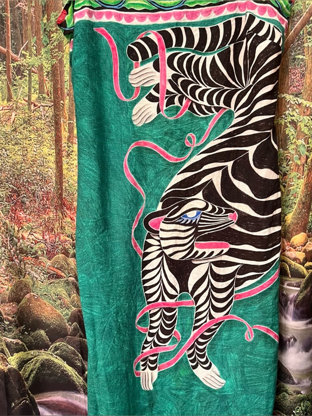 Anthropologie CELANDINE Aliza Strapless Linen Blend Maxi Dress 3X zebra green - Picture 6 of 13